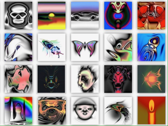 After many generations of selective breeding of images, every now and again recognisable images appear